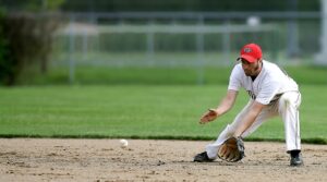 Player catching the ball